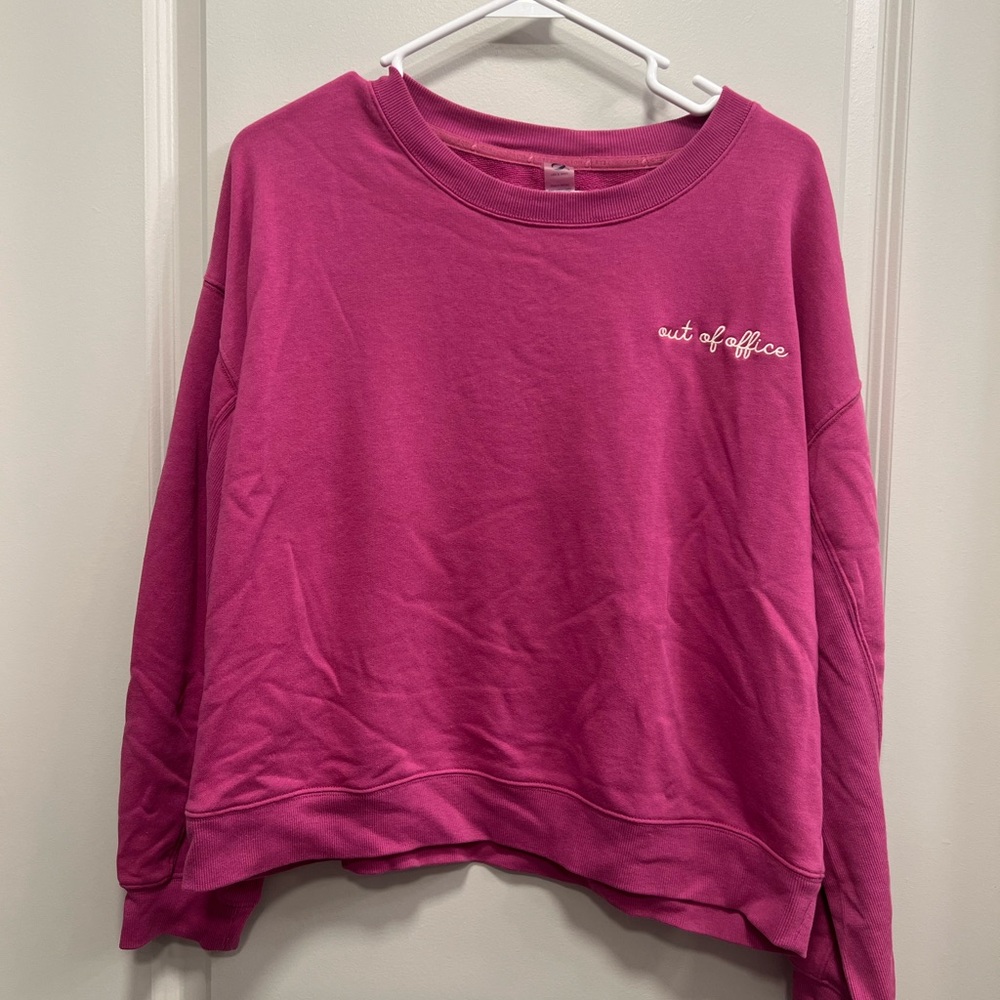 Out of Office Pink Crop Sweatshirt Size Large